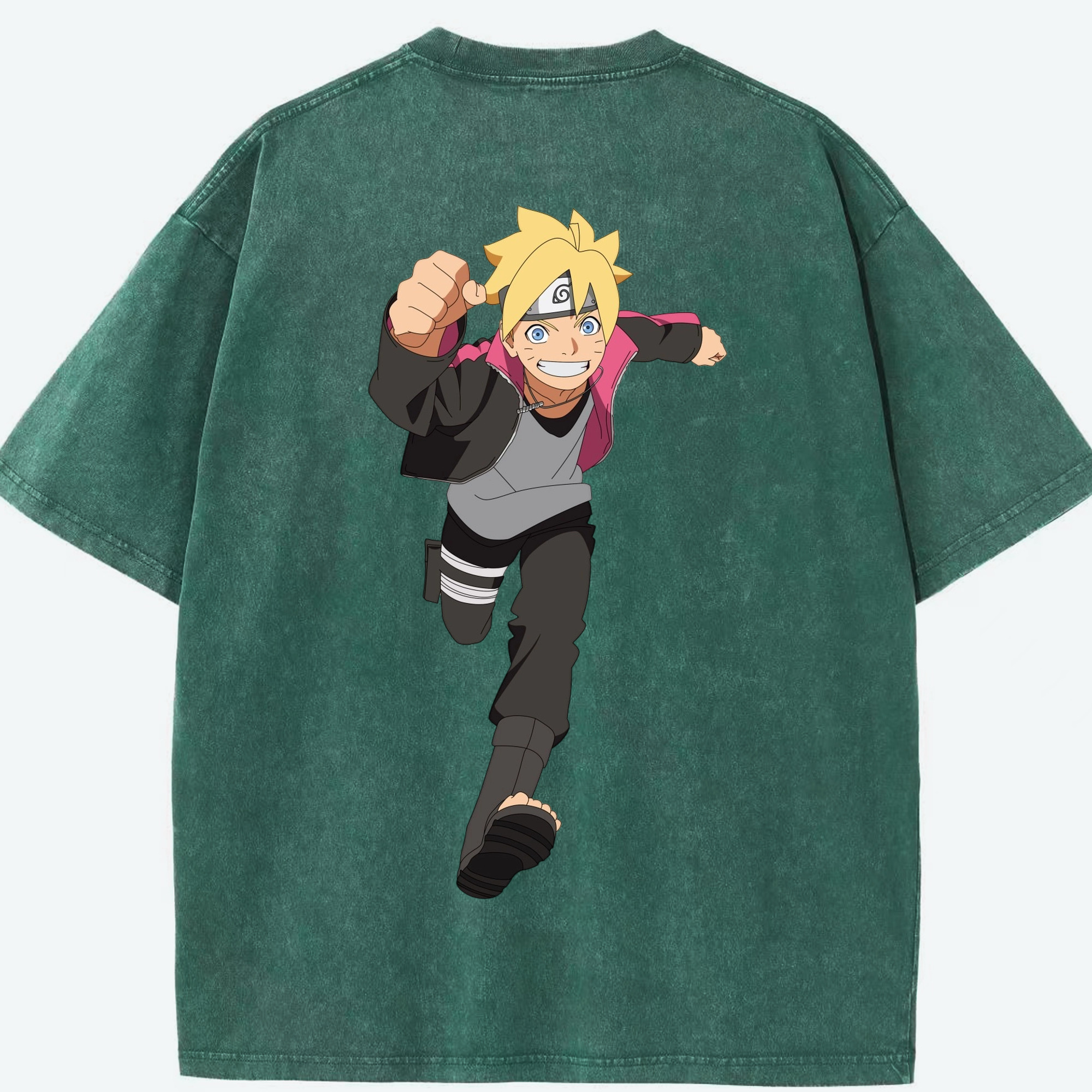 （画像用） NARUTO -ナルト- うずまき ボルト Uzumaki Boruto 綿100% ヴィンテージ風 半袖Tシャツ（背面プリント）